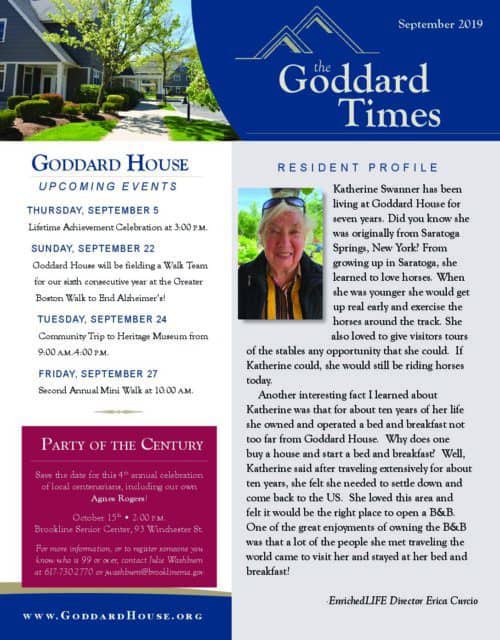 Newsletters Goddard House Assisted Living