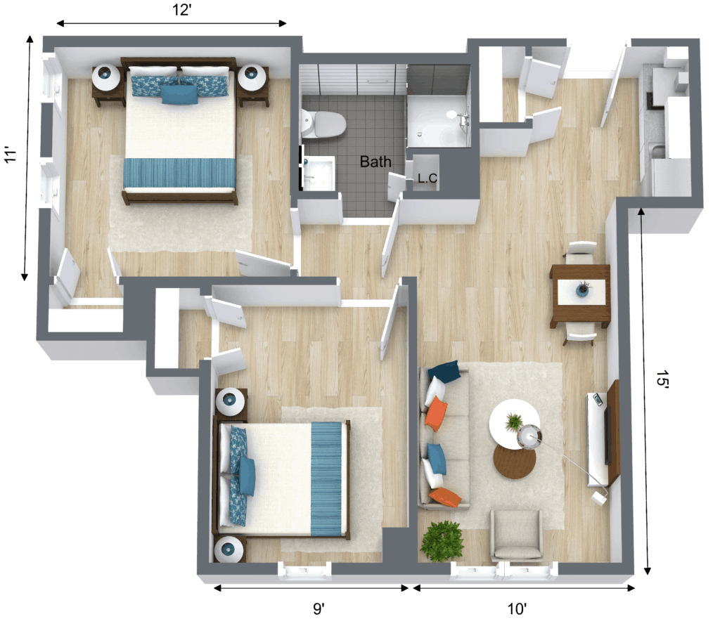 goddard house 2 bedroom floor plan